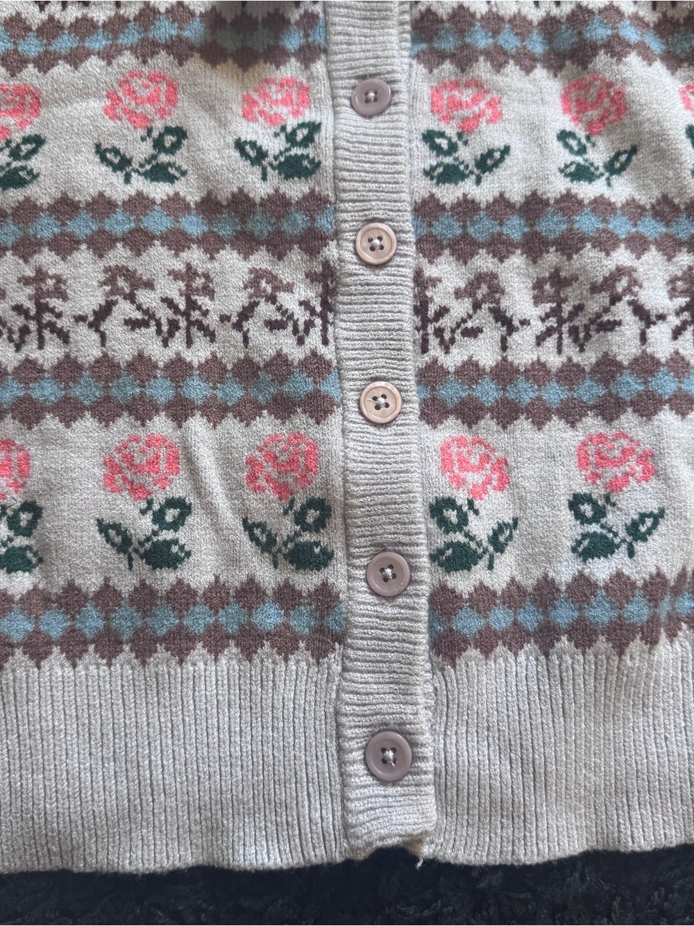 NWT Floral Fair Isle Button Cardigan Sweater - Picture 4 of 6